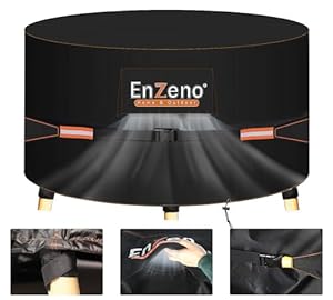 Enzeno Garden Furniture Cover Round Waterproof, Garden Table Covers with Air Vent, Round Patio Furniture Cover 420D Oxford Cloth Patio Outdoor Circular Table Covers Windproof (190x80cm)