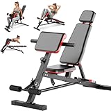 ALSO GO Weight Bench for Full All-in-One Body Workout - Adjustable Roman Chair, Foldable Bench Press Bench of Home Gym Strength Training Incline Decline Bench Flat Utility Workout Bench