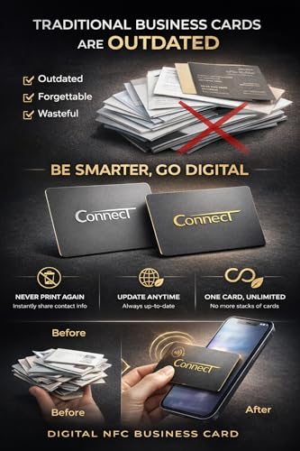 Digital Business Card – NFC Business Card for Smart Networking & Contact Sharing, No App Required, Compatible with iPhone & Android | ConnectTau – Gold - Thumbnail 2