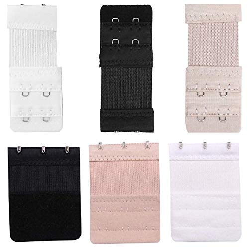 RV DESIGNS Girl's Rubber2 and 3 Hook Bra Extender (Multicolour, Free Size) 6 Pack Combo