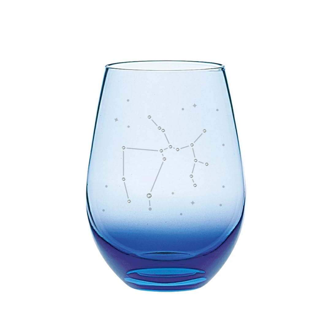 Atelier KEITH Sagittarius Zodiac Tumbler Glass Blue Rhinestone 12oz