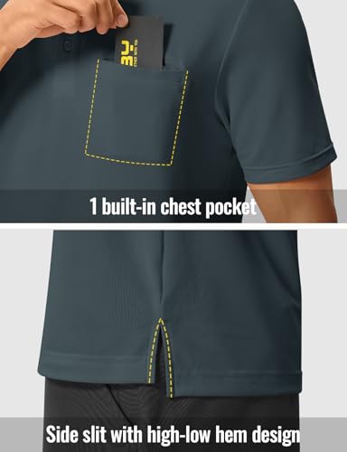 Image of Rdruko Men's Polo Shirts Short Sleeve Quick Dry Outdoor Golf Sports Shirts with Pocket