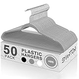 SMARTOR Plastic Hangers 50 Pack, Thin Hangers with 360° Swivel Hook, Non-Velvet Hanger Heavy Duty Clothes Holders for Closet - Durable Adult Hanger, Space Saving Hangars - Grey