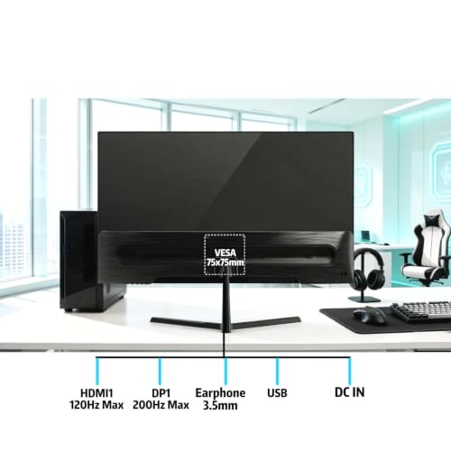 Image of ZZA 24 Inch Gaming Monitor 200Hz, FHD 1080P Computer Screen, FreeSync Sync, 3000:1 Contrast, 120% sRGB, HDMI & DP Ports, VESA Mount, HDMI Cable Included