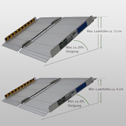 TRUTZHOLM Rollstuhlrampe klappbar 61 cm Traglast 272 kg Alu grau geriffelt Auffahrrampe