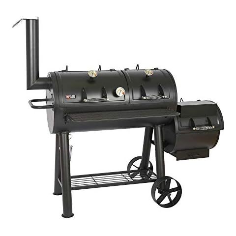 Mayer Barbecue RAUCHA 20 Zoll Longhorn Smoker MS-600 Master Smoker-Grill Grillwagen XXL, 4950 cm² Grillfläche, Massiv, 129 kg, Schwarz Cover