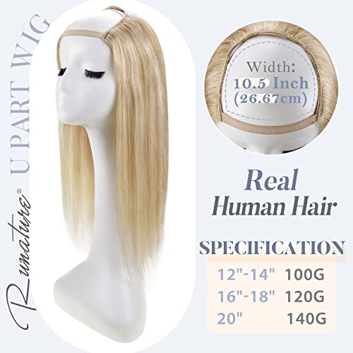 Runature U Part Wig Hair Extensions And Clip In Hair Extensions Human Hair Dark Blonde Highlight Golden Blonde 18 Inch #TOP2