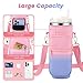 OUTXE Water Bottle Carrier Bag for 40 oz Stanley Quencher Tumbler with Handle& Simple Modern, Water Bottle Holder with Adjustable Strap& Phone Pocket, Stanley Cup Pouch Accessories (Pink Blue)