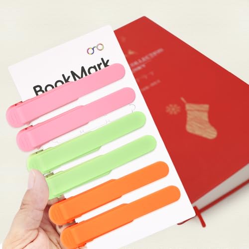 Image of SMUK 6pcs Smart Bookmark, Silicone Automatic Book Marks for Reading Lovers Women Men, Book Page Markers Clip Book Marks Reading Gifts for Book Lovers