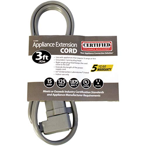 Certified Appliance Accessories 15-Amp Appliance Extension Cord, 3ft