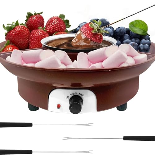 Olla eléctrica para fondue para derretir chocolate y queso para fiestas y celebraciones, incluye tenedores, ideal para reuniones y entretenimiento
