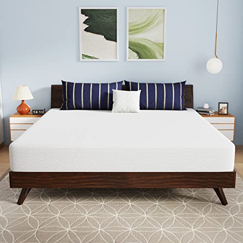 Image of PayLessHere 10 Inch Bamboo Charcoal Gel Memory Foam Mattress CertiPUR-US Certified Removable Soft Cover King mattresses for Bed Frame, Bunk Bed, Trundle, Daybed,White