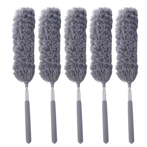 Plumero telescópico flexible de fibra con plumas, telarañas, cepillo de limpieza de esquinas para estantes de techo, herramienta de limpieza de muebles, herramienta de limpieza