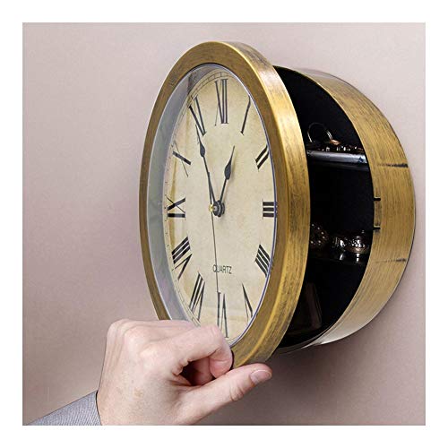 HERVI CYQ Geheimnis Wanduhr Tresor, mit geheimen Innenraum, Verstecken Valuables (Farbe : Gold) Cover