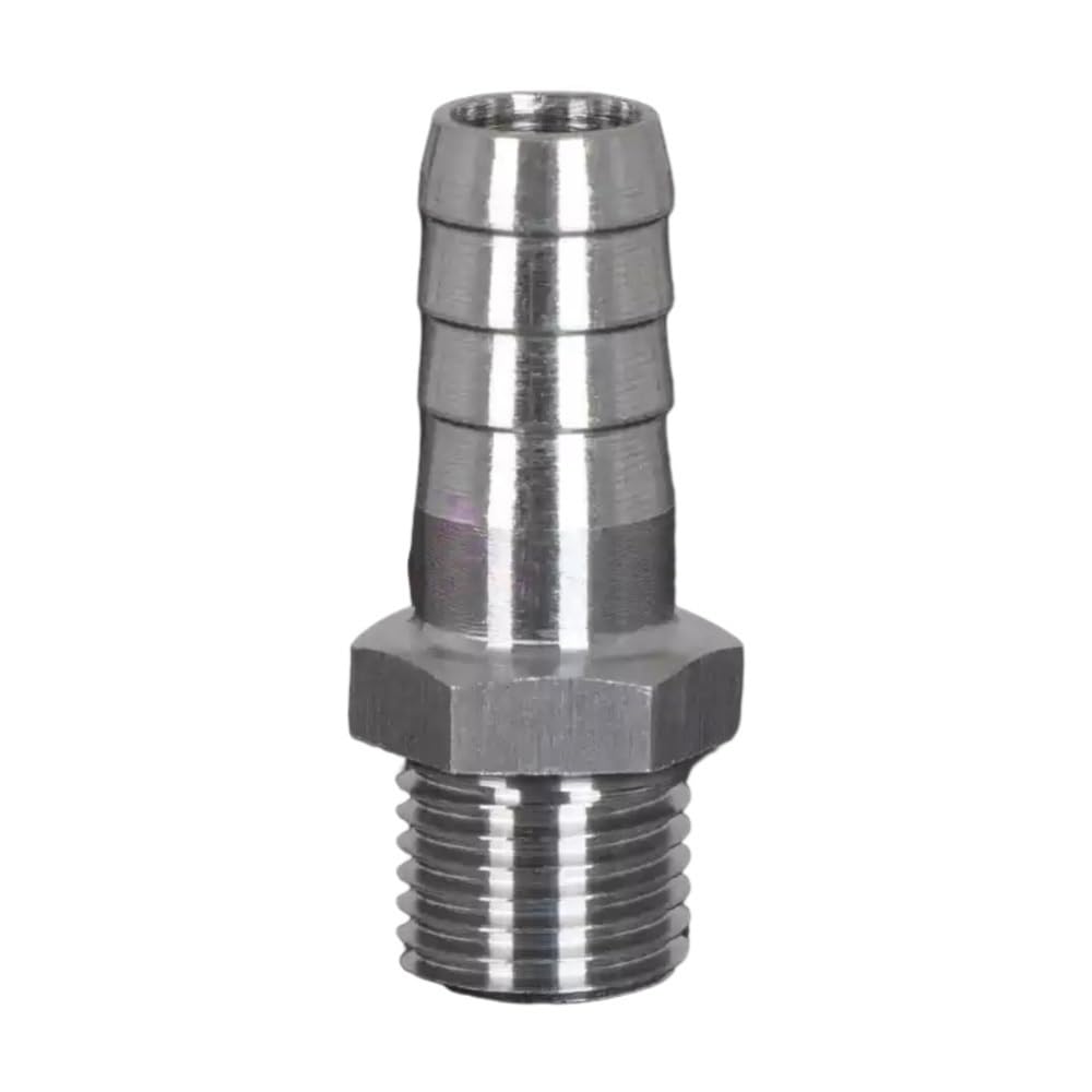 Stainless Steel Male Barb, 304 Stainless Steel Barbed Fitting Brass Male Hose Tail Pagoda Threaded Multi Sizes(10mm*M12x1.25)