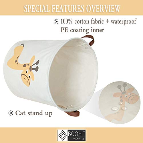 Boohit Storage Baskets,Canvas Fabric Laundry Hamper-Collapsible Storage Bin With Handles,Toy Organizer Bin For Kid's Room,Office,Nursery Hamper, Home Decor (Giraffe) #TOP4