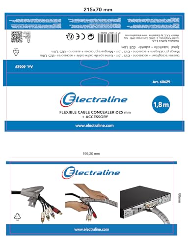 Miniatura 5 de Electraline Organizador Cables, Blanco, Clip 25 Mm, 1.8 M