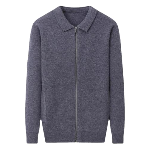 Cardigan à fermeture éclair pour hommes avec col revers en maille épaisse