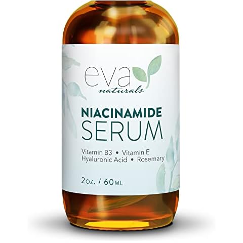 Niacinamide 5% Serum by Eva Naturals (60 ml) - Vitamin B3 Anti-Aging Skin Moisturizer and Reduces Appearance of Wrinkles, Lines Diminishes Acne Breakouts, Hyperpigmentation, Dark Spot Remover for Face Cover