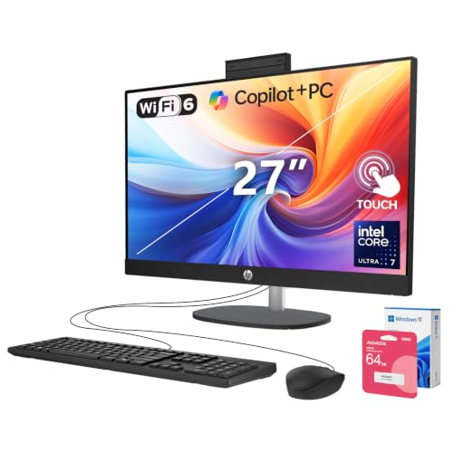 Image of HP 27 inch FHD Touchscreen Ultra 7 255U All-in-One Desktop, 64GB DDR5 2TB SSD