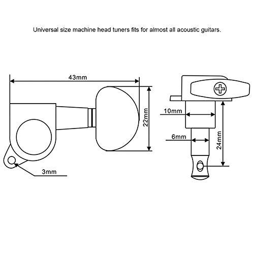 Gitaar String Tuning Pegs, 6 Stuks 3L3R Gitaar String Chrome Tuning Pegs Tuners Machine Heads A-A361 ZILVER - Image 6
