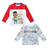 CoComelon Boys 2 Pack Long Sleeve Shirt for Toddlers Red/White