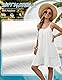 RITOSTA Strandkleid Damen Luftig Sommer Strandkleider Leichte Kleid Spaghettiträger Bikini Cover Up Strandtunika Knielang Strandponcho mit V Ausschnitt (Weiß,L)