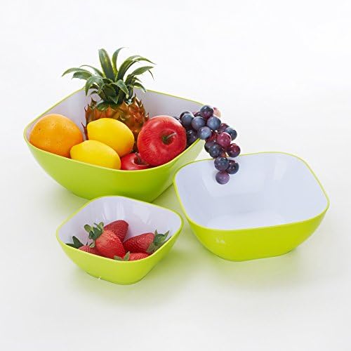 Bellaware Squart Plastic Salad Bowls, Party Snack or Serving Bowls, Set of 3