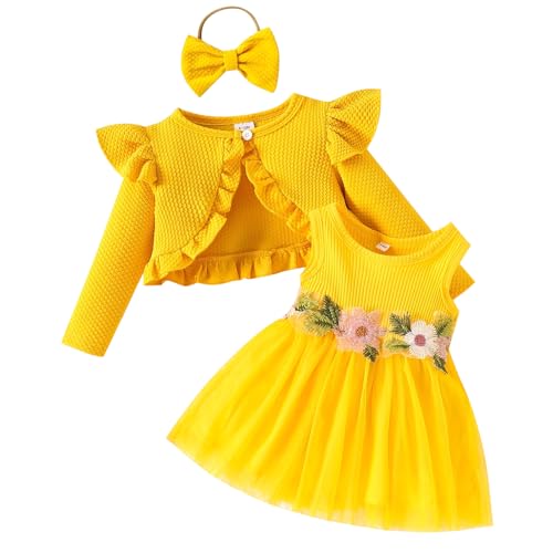 IDOPIP Baby M�dchen Kleid Strickjacke Sets 3 St�ck Neugebore Kleidung...