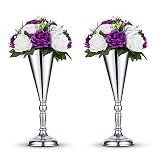 Diseño elegante: nuestro estante de flores especialmente para centros de mesa de boda está hecho de aleación de zinc que es antioxidante. Usa un paño suave para limpiar y secar. Con acabado de lujo, este jarrón alto para flores está glamurosamente a la moda en diseño moderno.