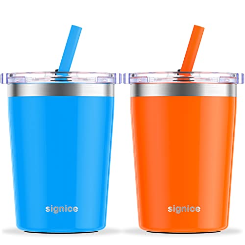 Signice Kids Cups with Straw Lid Upgraded Leak Proof 8.5 Oz Toddler