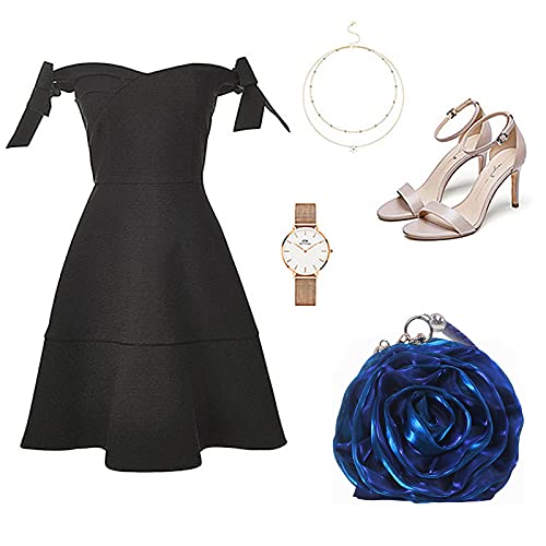 Image of Buddy Women Rose Shaped Clutch Soft Satin Wristlet Handbag Wedding Party Purse