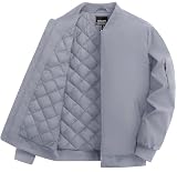 [TACVASEN] スタジャン メンズ 冬 バイク ジャケット 作業着 スポーツウェア 撥水 防風 ブルゾン シンプル 無地 ジャンパー ポケット付き ライトグレー 3XL