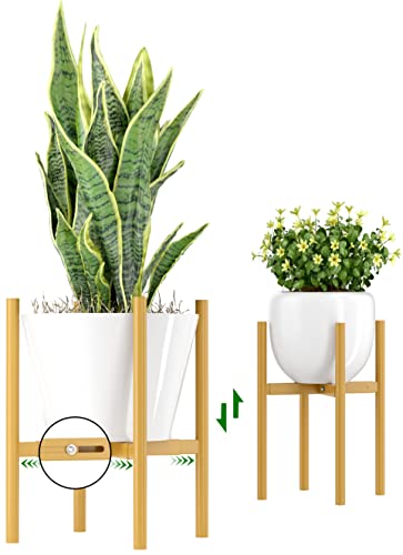 Eknitey Adjustable Plant Pot Stand: Indoor Outdoor Modern Flower Holder Metal Plant Rack Organizer Planter Stand For Garden Patio Corner Bathroom Living Room Balcony Home Office (Gold) #TOP16