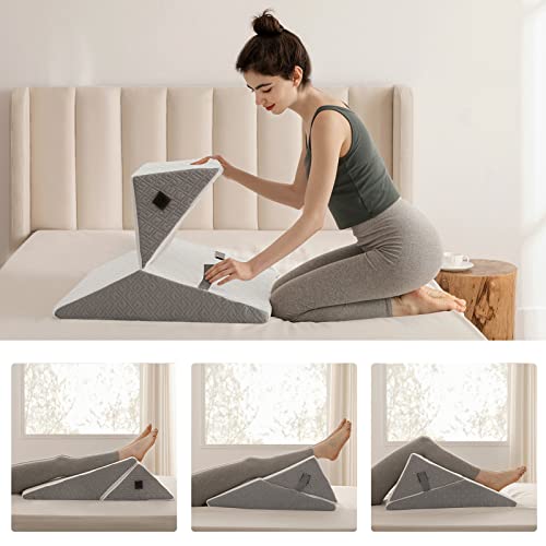 Ubbcare Bed Wedge Pillow For Sleeping, Adjustable 9 And 12 Inches Triangle Wedge Pillow, Folding Memory Foam Incline Pillow For Acid Reflux, Gerd, Anti Snoring, Heartburn, Reading #TOP2