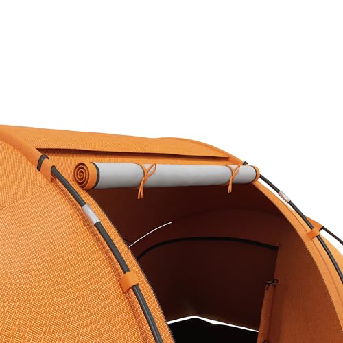 Outsunny 4-6 Man Camping Tent with Living Area and 2 Bedrooms, Hiking Sun Shelter, UV Protection Tunnel Tent, Orange - Image 8