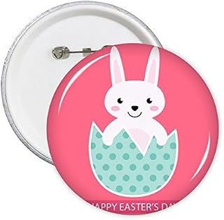 DIYthinker Festival Cristianismo la religión de Pascua feliz lindo color azul huevo de Pascua Ilustración Cultura Modelo redondo botones Botón de la insignia Ropa Decoración 5Pcs XXL Rosado