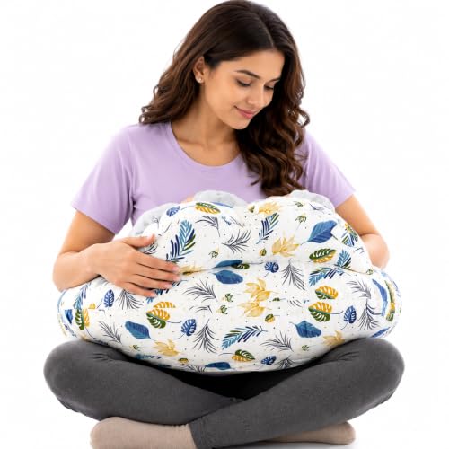 Image of Proliva Feeding Pillow for New Born Baby with Detachable Cover Breast Feeding & Maternity Nursing Pillow for Breastfeeding Support for Baby Feeding Pillow for Mom (Beige-Pan-B2)