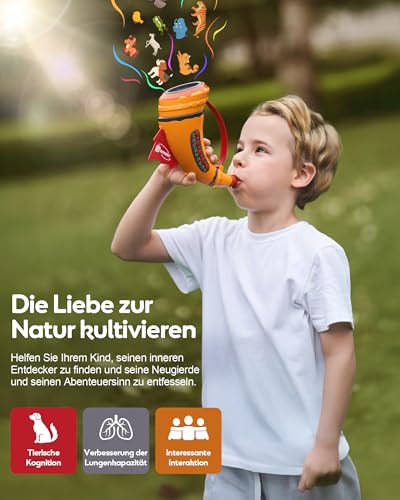 Tierrufer, realistische Tiergeräusche Spielzeug für Kinder Kleinkinder, Horn mit 2 Modi, 30 Effekte und 5-Level-Beleuchtung Display, Vorschule pädagogische für Jungen Mädchen ab 3 Jahren