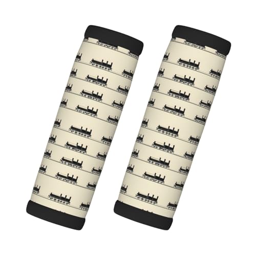 2 Pcs Luggage Handle Wraps for Suitcase - Fashion Vintage Minimalist Train Print Luggage Handle Covers, Suitcase Tags Identifiers for Suitcases, Travel Essentials for Flying Accessories