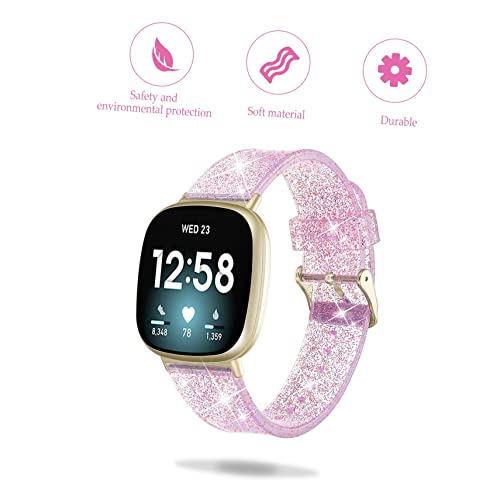 Correa de reloj de silicona brillante recambio decorativo para smartwatch con purpurina plata 7