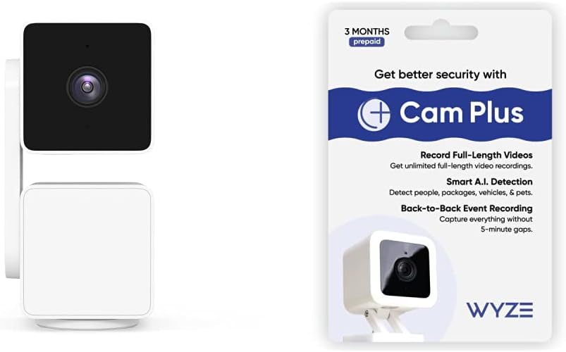 WYZE Cam Pan v3 Indoor/Outdoor IP65-Rated 1080p Pan/Tilt/Zoom Wi-Fi Smart Home Security Camera with Color Night Vision, 2-Way Audio, Works with Alexa & Google Assistant + Wyze 32GB MicroSDHC Card