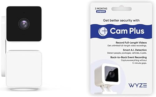 WYZE Cam Pan v3 - Cámara de seguridad inteligente para el hogar con clasificación IP65 1080p PanTiltZoom Wi-Fi con visión nocturna a color, audio de