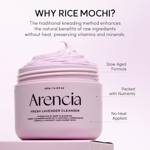 Image of ARENCIA Fresh Lavender Rice Mochi Face Cleanser, Pore Care, Daily Deep Cleansing for Clean & Refreshed Skin, 120 g (4.23 oz)