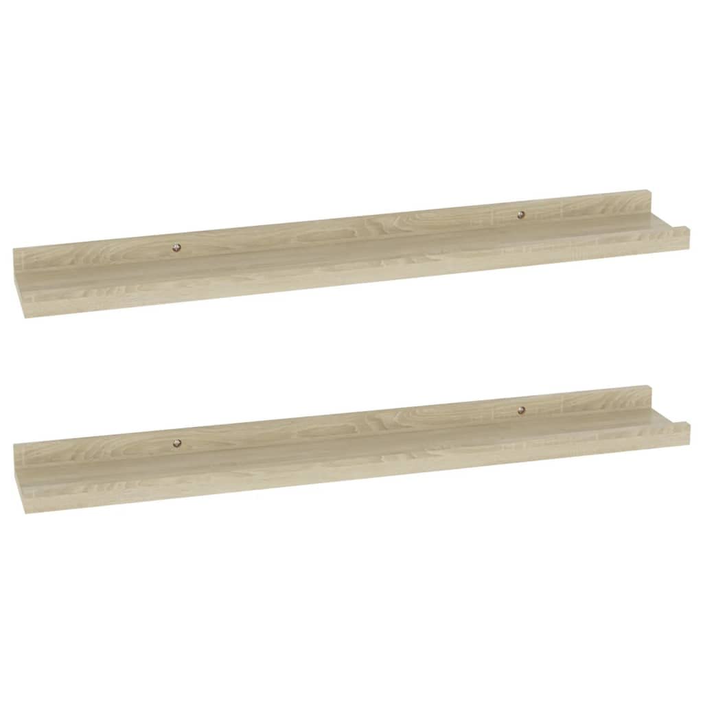 vidaXL 2X Estantes de Pared Repisa Flotante Balda Estantería Salón Sala de Estar Estudio Exhibición Colgante Decoración Color Roble Sonoma 60x9x3 cm