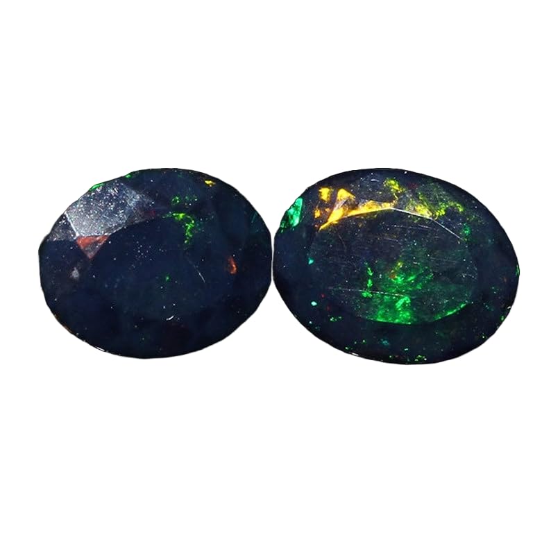 Opale noire facettée de 7 x 9 mm pour fabrication de bijoux