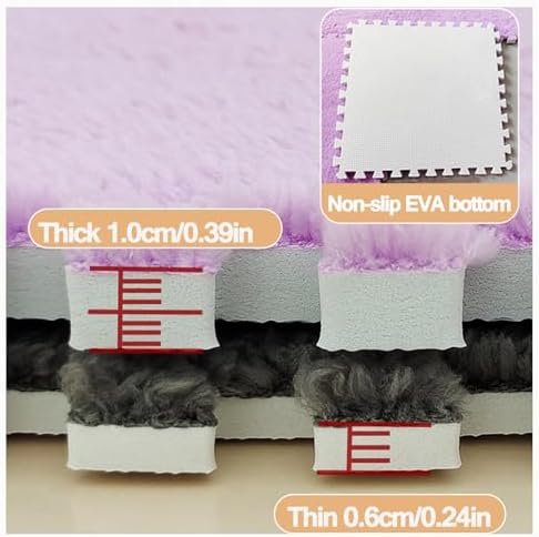 50Pcs Plush Foam Floor Mats - 48.44 Sqft Non-Slip Interlocking Carpet Tiles, Soft Washable Area Rugs for Bedroom, Playroom & Parlor - Dark Blue & Gray