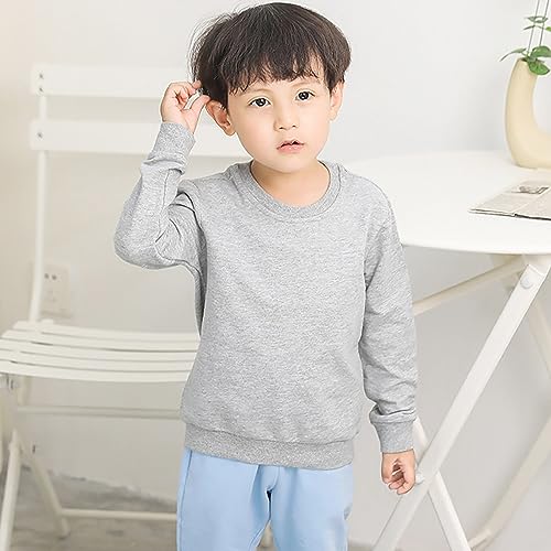 KAGAYD Toddler Baby Boy Girl Solid Cotton Pullover Sweatshirt T-Shirt Crewneck Long Sleeve T Shirts Tops Blouse2