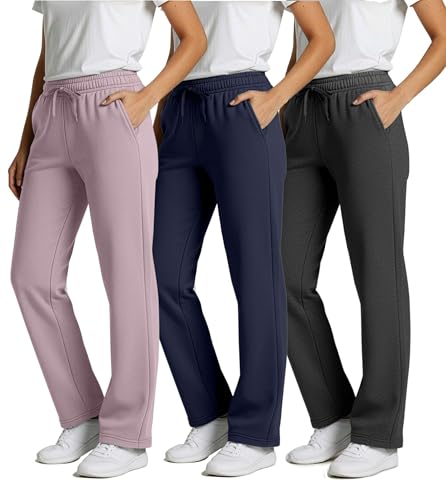 Real Essentials 3 Pack: Women's Relaxed Fit Fleece Open Bottom