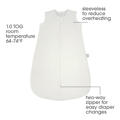 Image of Boppy Baby Sleep Sack 12-18 Months, Wearable Blanket 1 TOG, 100% Cotton, 2-Way Zipper for Easy Diaper Changes, Baby Sleeping Bag, Machine Washable, Cream Quilt-Textured Knit